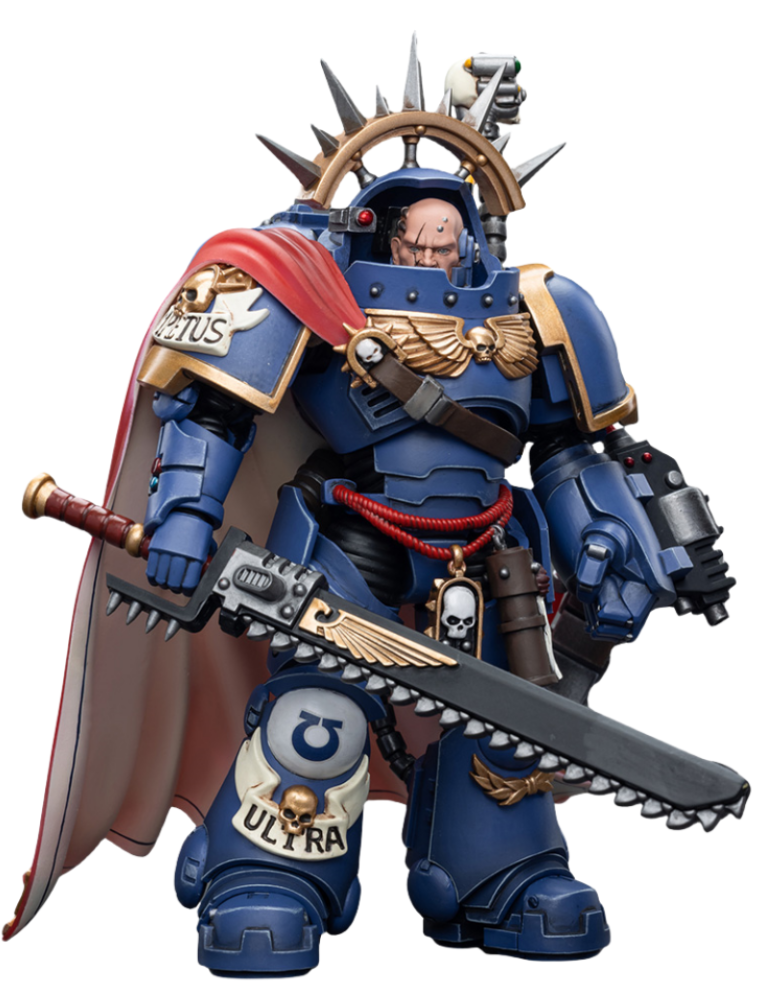 Figurine de collection JoyToy Warhammer 40K : Capitaine Ultramarine en armure Gravis, échelle 1:18