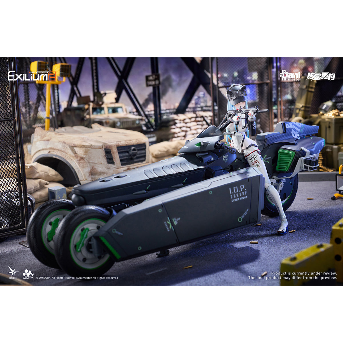 Animester Girls' Frontline 2: Exilium Klukai Action Figure Set with Motorcycle Vehicle 1/12 Scale
