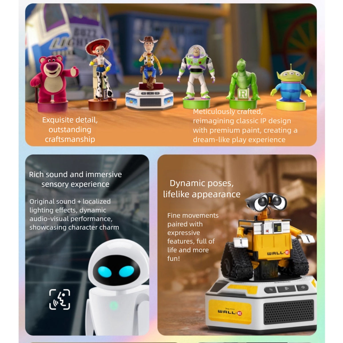 (Only Shipped to the US) Robosen Mini Robot WALL·E + EVE + Base Action Figure Set