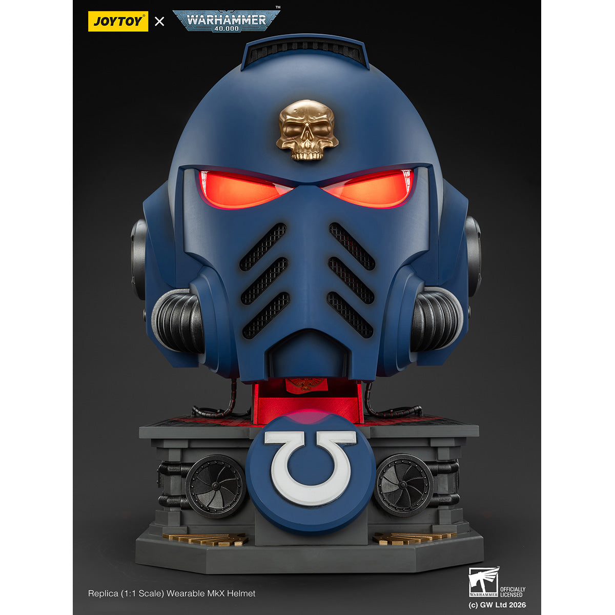 JOYTOY Warhammer 40K Ultramarines Captain MkX Helmet & Display Stand 1/1 Scale