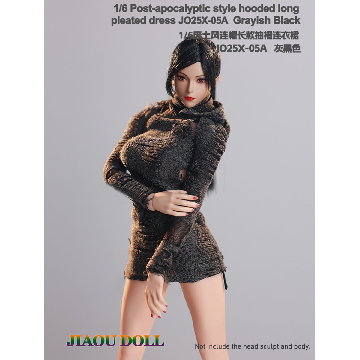 JIAOUDOLL Ruched Post-Apocalyptic Style Long Dress JO25X-05 Doll Clothes Accessory Fit 1/6 Scale 12-inches Figure