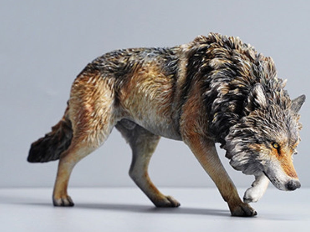 JXK Collectible Wolf Figure: North American Gray Wolf, Expertly Hand-Painted, Lifelike, Safe Resin, 1:6 Scale Miniature Animal Figurine