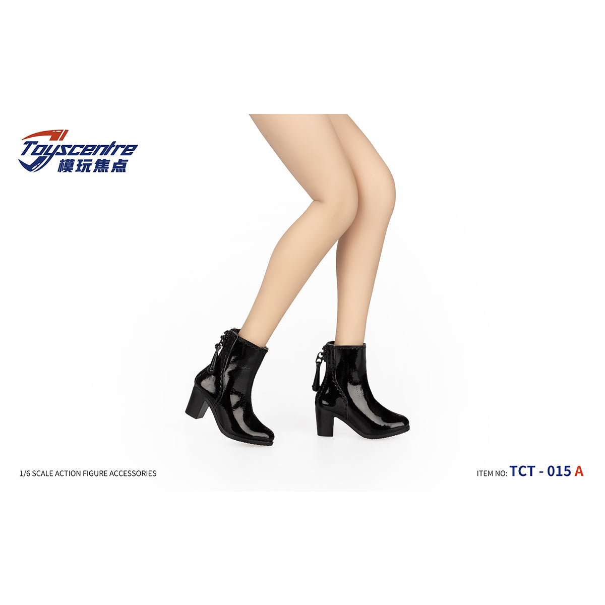 Toyscentre, Female Black Short Boots Shoes, Doll Accessory for 12-inches Action Figurine