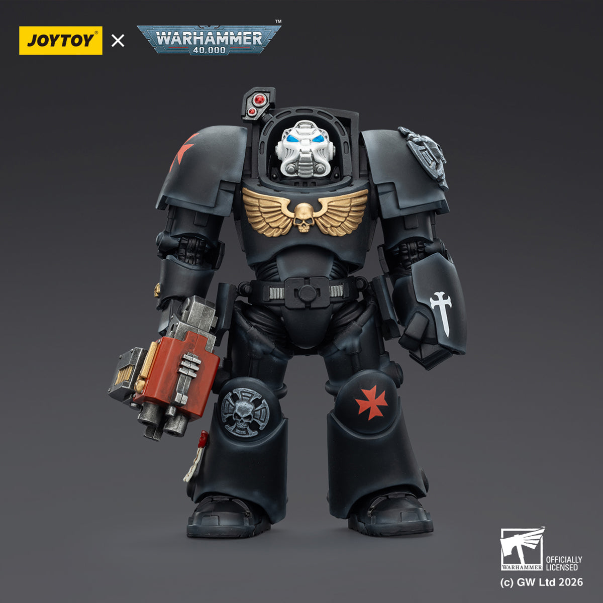 JOYTOY Warhammer 40,000 Black Templars Terminator with Power Fist and Assault Cannon & with Power Fist and Storm Bolter & with Power Sword and Storm Bolter Action Figure