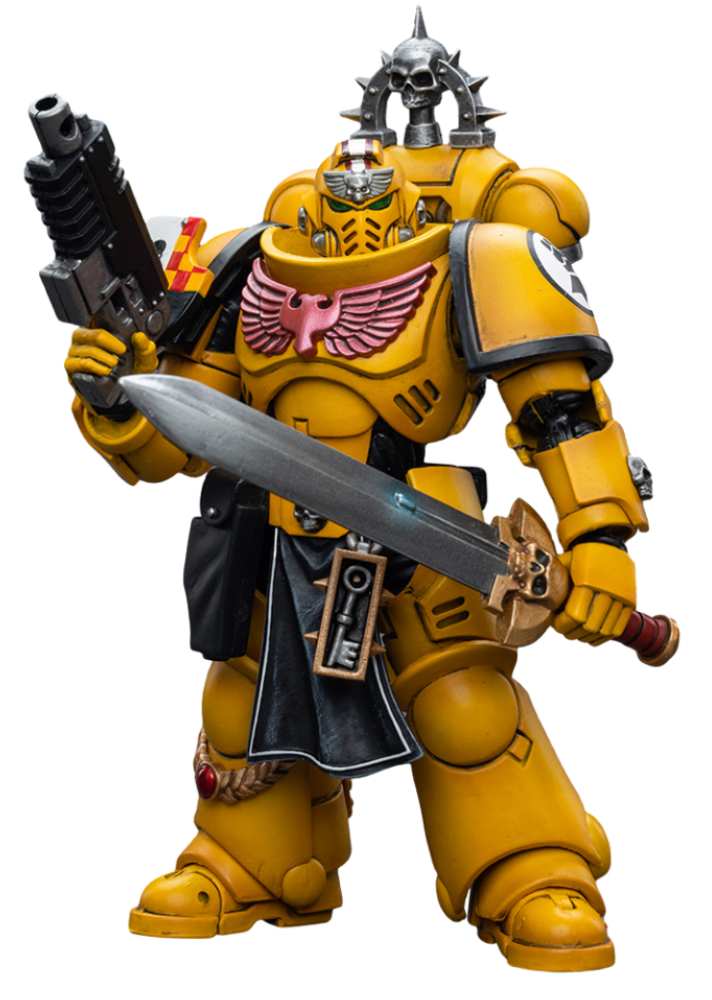 Figurine de collection JoyToy Warhammer 40K : Lieutenant Imperial Fists avec épée énergétique, échelle 1:18