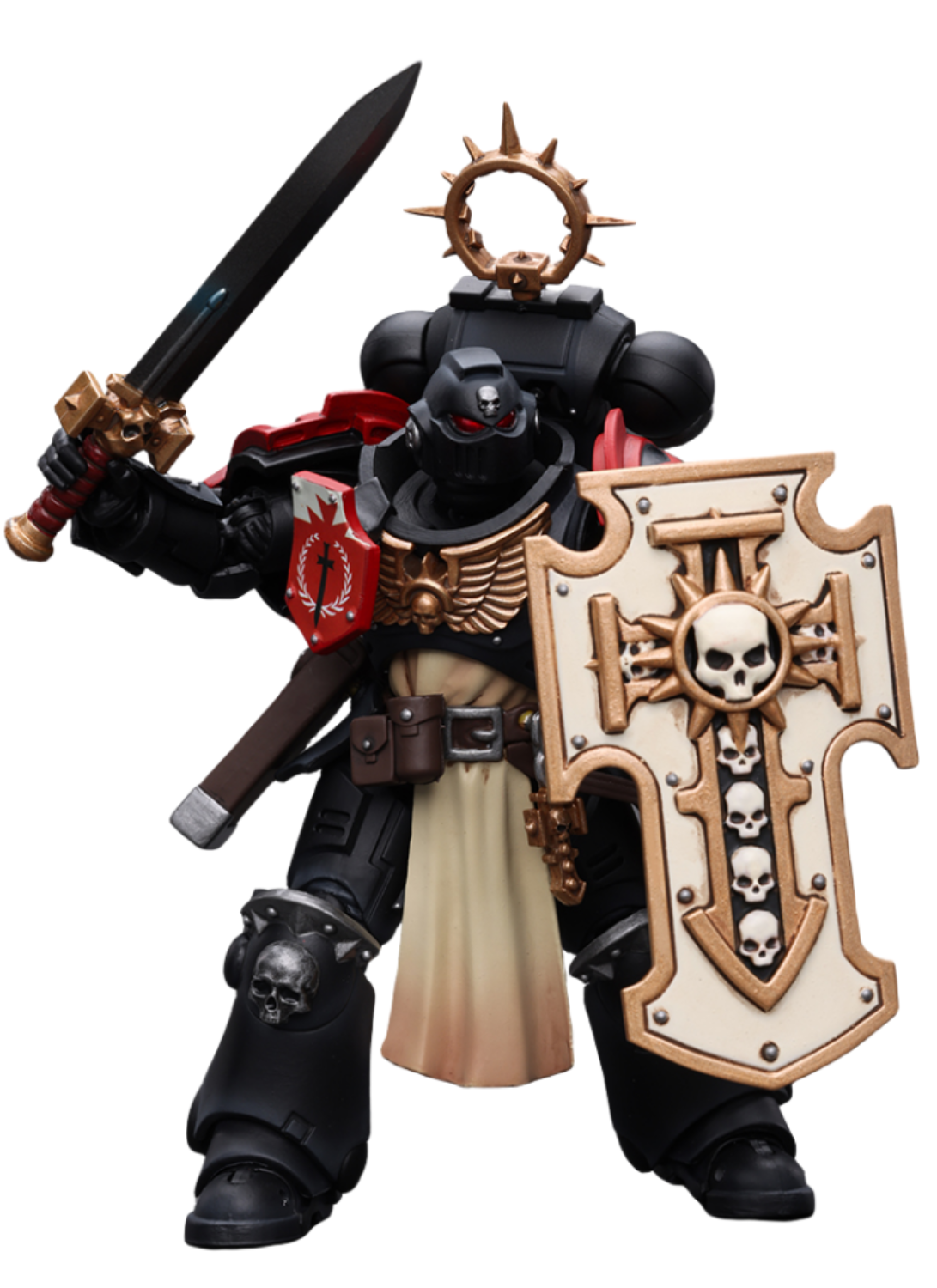 Figurine de collection JoyToy Warhammer 40K : Primaris Space Marines Black Templars Bladeguard Veteran, échelle 1:18, figurines articulées JT2801 (Black Templars JT2801)