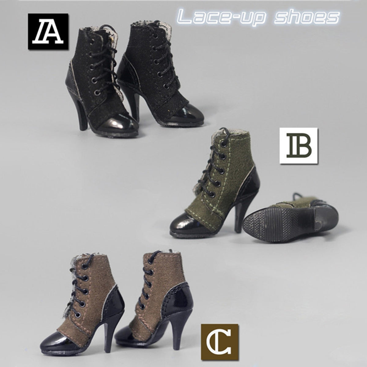 ZYTOYS, Female Doll Mid-tube Lace-up High Heel Shoes, Doll Accessory for 12-inches Action Figurine