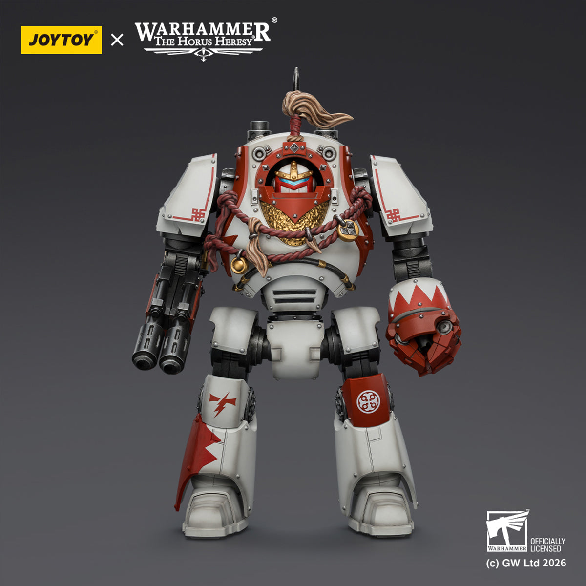 JOYTOY Warhammer 40,000 White Scars Contemptor Dreadnought & Hibou Khan Seeker of Atonement & Qin Xa - Master of the Keshig 1/18 Scale Action Figure