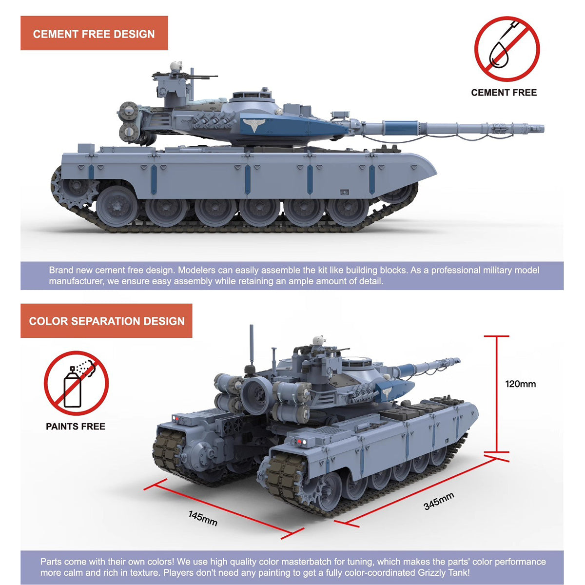 BORDER Grizzly Battle Tank Assembly Model Kits