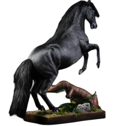 Figura de caballo coleccionable JXK: Caballo de sangre caliente blanco-rojo, pintado a mano por expertos, resina realista y segura, miniatura a escala 1:12.