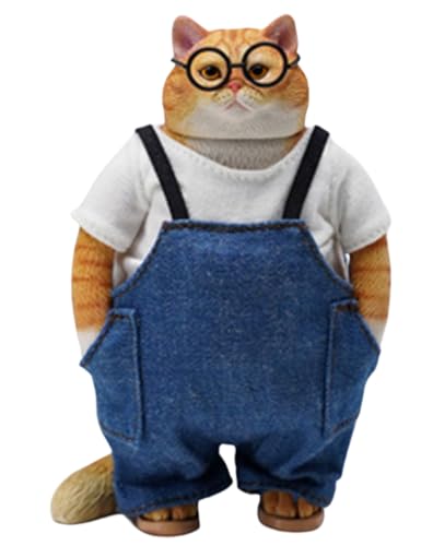 Figura de gato coleccionable JXK: Fat Cat 2.0, pintada a mano por expertos, realista, de resina segura, miniatura a escala 1:6.