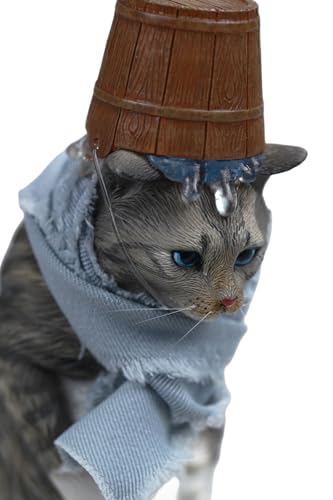 Figura de gato coleccionable JXK: El gato de la casa de baños, pintada a mano por expertos, resina realista y segura, miniatura a escala 1:6.