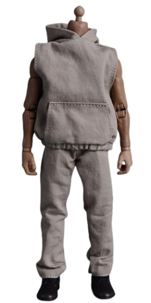Ropa para muñecas a escala 1/12: Conjunto de sudadera con capucha sin mangas y pantalones coleccionables