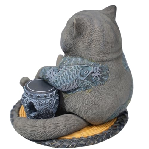 Figura de gato coleccionable JXK: Morir es tan natural como vivir, pintada a mano por expertos, resina realista y segura, figura de animal en miniatura a escala 1:12