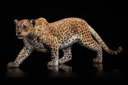Figura de gato coleccionable JXK: Leopardo, pintada a mano por expertos, realista, resina segura, miniatura a escala 1:6