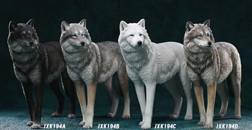 Figura de lobo coleccionable JXK: Lobo ártico, pintada a mano por expertos, realista, resina segura, miniatura a escala 1:6