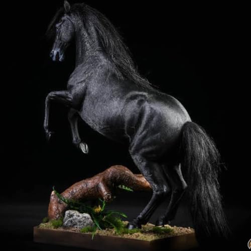 Figura de caballo coleccionable JXK: Caballo de sangre caliente Hanover, pintado a mano por expertos, resina realista y segura, miniatura a escala 1:12.