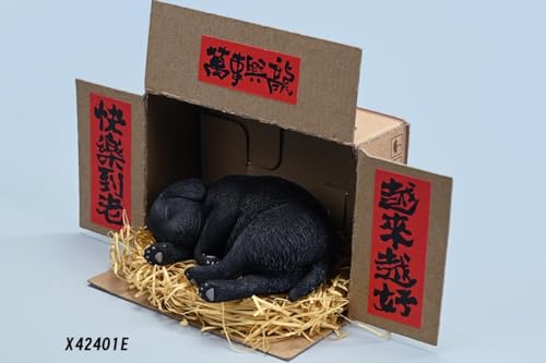 Figura de perro coleccionable JXK: Labrador en posición de dormir, pintada a mano por expertos, resina realista y segura, miniatura a escala 1:4.