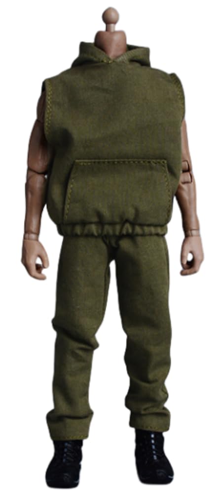 Ropa para muñecas a escala 1/12: Conjunto de sudadera con capucha sin mangas y pantalones coleccionables