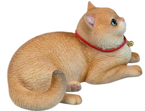 Figura de gato coleccionable JXK: Gato de pelo corto, pintada a mano por expertos, realista, de resina segura, miniatura a escala 1:3.