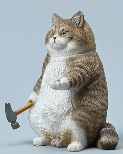 Figura de gato coleccionable JXK X Coming: Hammer Gang, pintada a mano por expertos, realista, resina segura, figura de animal en miniatura a escala 1:4
