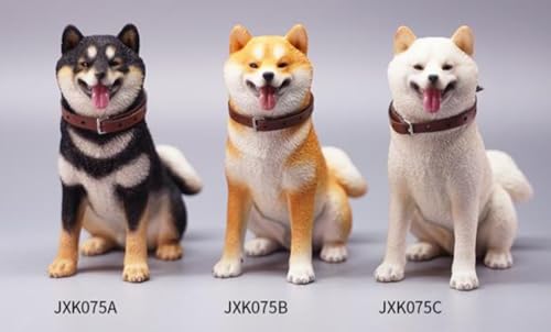 Figura de perro coleccionable JXK: Shiba Inu sentado, pintada a mano por expertos, resina realista y segura, miniatura a escala 1:6.