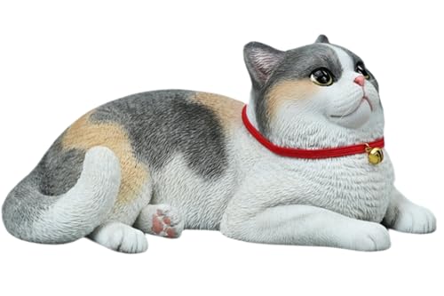 Figura de gato coleccionable JXK: Gato de pelo corto, pintada a mano por expertos, realista, de resina segura, miniatura a escala 1:3.
