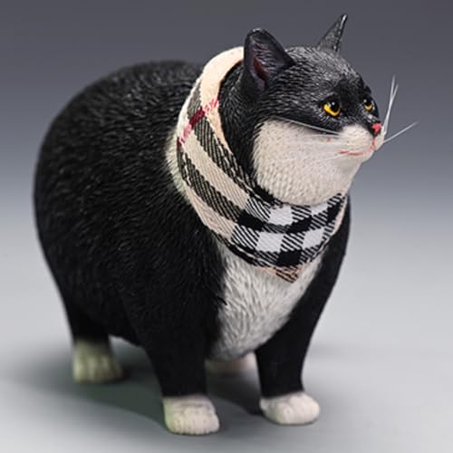 Figura de gato coleccionable JXK: Gato gordo con cabeza cambiante, pintada a mano por expertos, resina realista y segura, miniatura a escala 1:6.