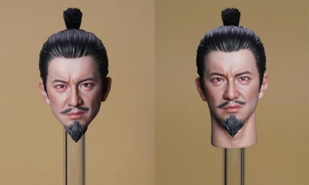 Escultura de cabeza masculina Super Duck a escala 1:6, escultura de cabeza de samurái Nobunaga Kimura con cuello para figuras de acción de 12 pulgadas