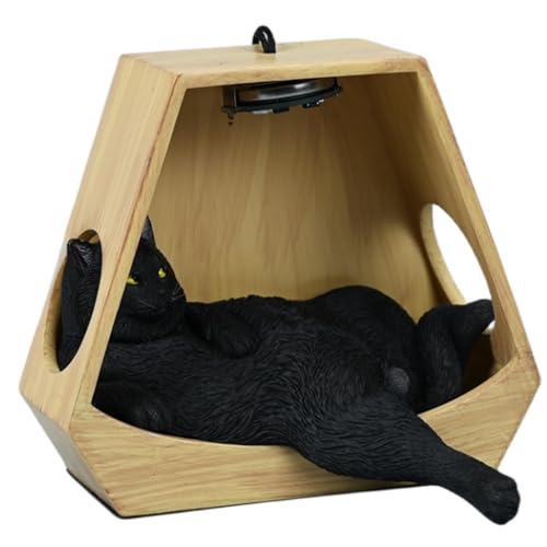 Figura de gato coleccionable JXK: Gato perezoso con cesta colgante, pintada a mano por expertos, resina realista y segura, miniatura a escala 1:6.