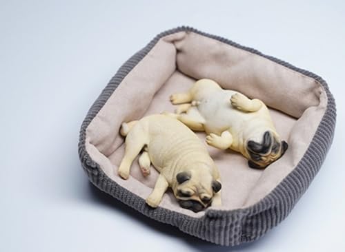 Figura de perro coleccionable JXK: Pug durmiendo, pintada a mano por expertos, realista, resina segura, miniatura a escala 1:6