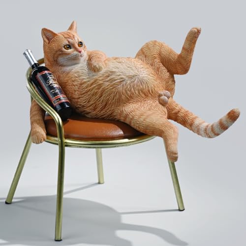 Figura de gato coleccionable JXK: Gato borracho, pintada a mano por expertos, realista, resina segura, miniatura a escala 1:6