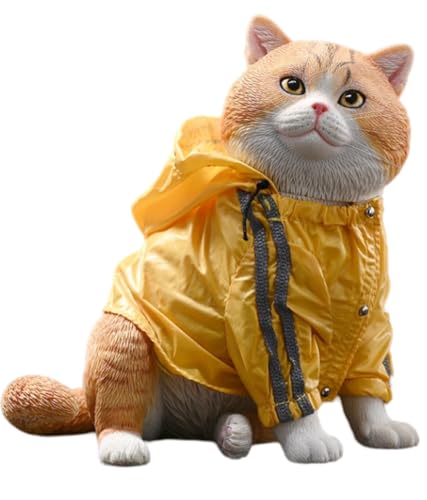 Figura de gato coleccionable JXK: Gato de pelo corto sentado, pintado a mano por expertos, resina realista y segura, miniatura a escala 1:4.