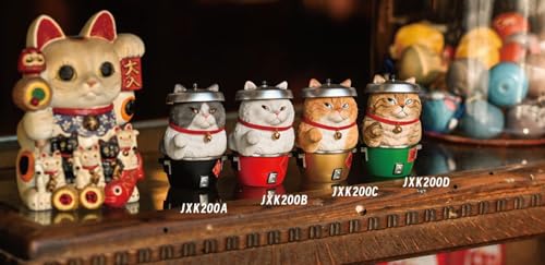 JXK Collectible Cat Figure: Damo Lucky Cat, Expertly Hand-Painted, Lifelike, Safe Resin, 1:12 Scale Miniature Animal Figurine