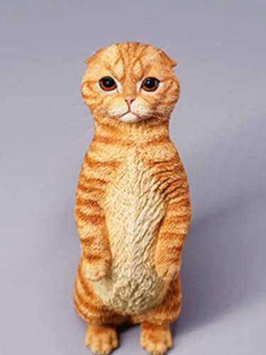 Figura de gato coleccionable JXK: Scottish Fold, pintada a mano por expertos, realista, resina segura, miniatura a escala 1:6