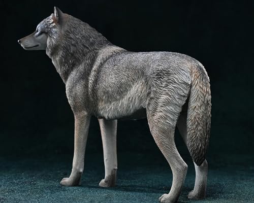 Figura de lobo coleccionable JXK: Lobo ártico, pintada a mano por expertos, realista, resina segura, miniatura a escala 1:6