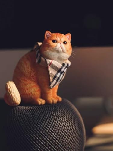 JXK Collectible Cat Figure: Change Head Exotic Shorthair Cat, Expertly Hand-Painted, Lifelike, Safe Resin, 1:6 Scale Miniature Animal Figurine