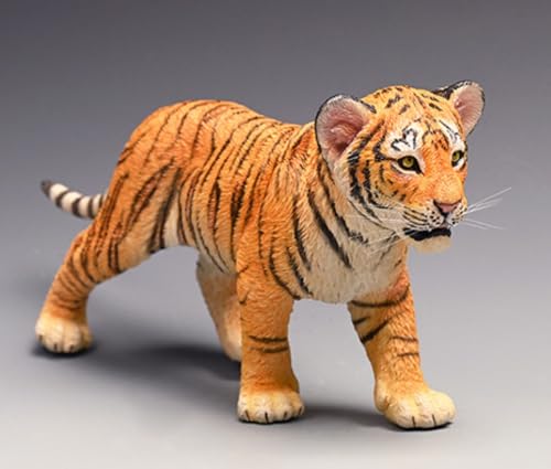 Figura de tigre coleccionable JXK: Pequeño tigre, pintado a mano por expertos, resina realista y segura, miniatura a escala 1:6 JXK105