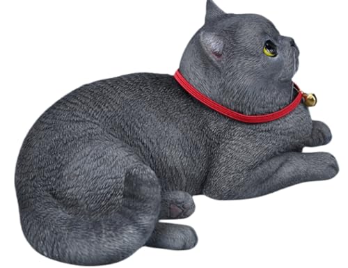 Figura de gato coleccionable JXK: Gato de pelo corto, pintada a mano por expertos, realista, de resina segura, miniatura a escala 1:3.