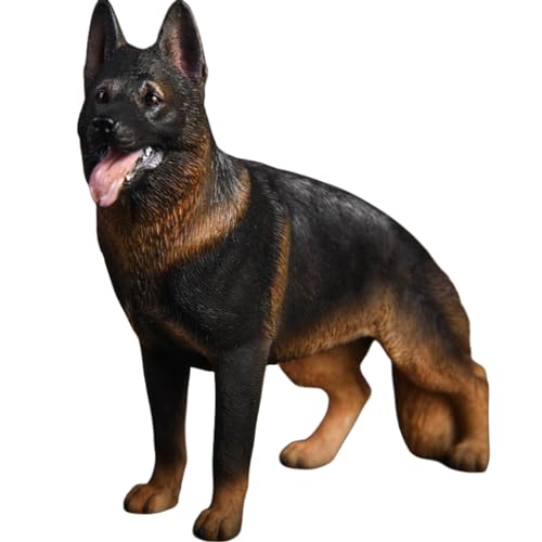 Figura de perro coleccionable JXK: Pastor, pintada a mano por expertos, realista, resina segura, miniatura a escala 1:12