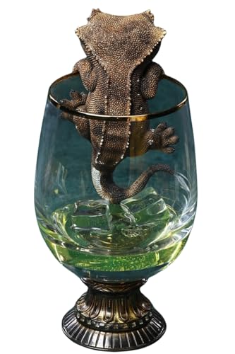 Figura de perro coleccionable JXK: Gecko de pestañas, pintada a mano por expertos, realista, resina segura, miniatura a escala 1:1