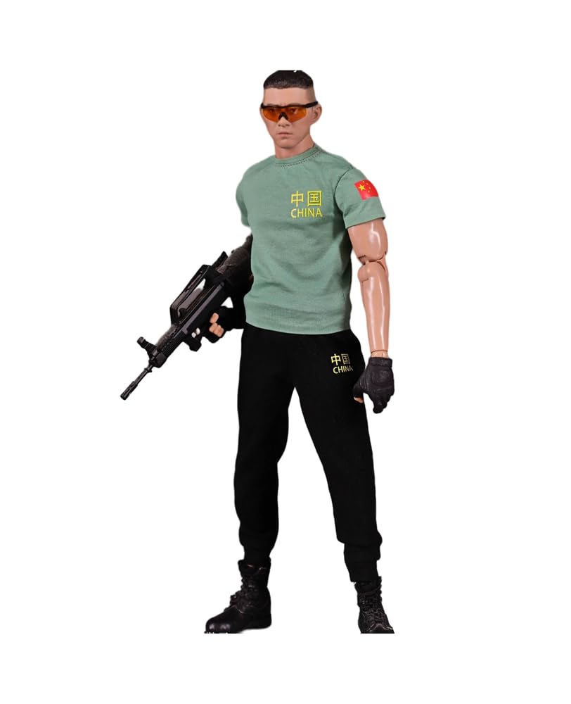 Ropa para muñeco masculino a escala 1/6: Conjunto de entrenamiento especial para aficionados militares verdes para figura de acción coleccionable de 12 pulgadas SA005 (A)