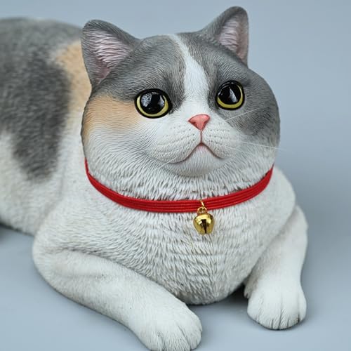 Figura de gato coleccionable JXK: Gato de pelo corto, pintada a mano por expertos, realista, de resina segura, miniatura a escala 1:3.