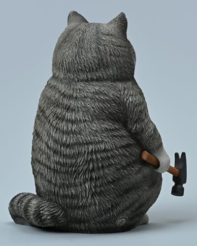 Figura de gato coleccionable JXK X Coming: Hammer Gang, pintada a mano por expertos, realista, resina segura, figura de animal en miniatura a escala 1:4