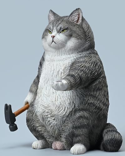 Figura de gato coleccionable JXK X Coming: Hammer Gang, pintada a mano por expertos, realista, resina segura, figura de animal en miniatura a escala 1:4