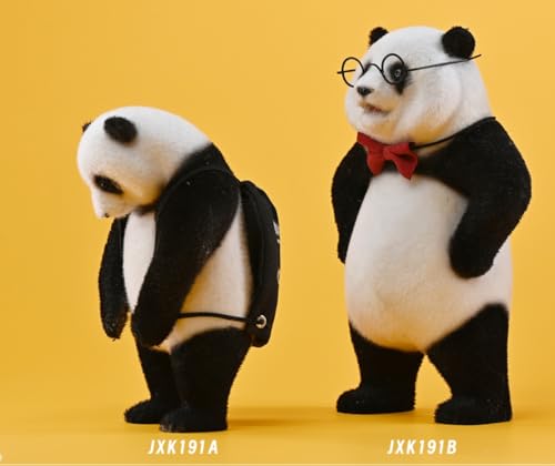 Figura de panda coleccionable JXK: Panda Flocking 2.0, pintada a mano por expertos, realista, de resina segura, miniatura a escala 1:12.
