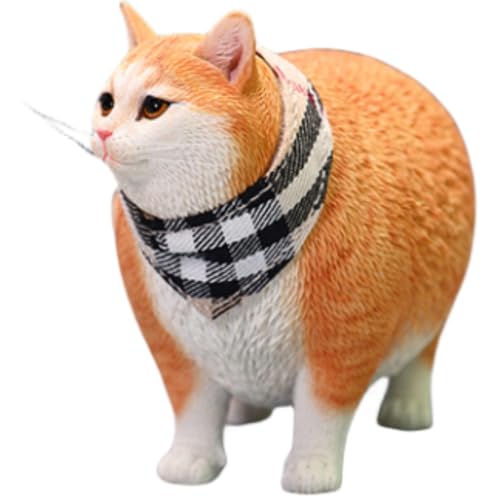 Figura de gato coleccionable JXK: Gato gordo con cabeza cambiante, pintada a mano por expertos, resina realista y segura, miniatura a escala 1:6.