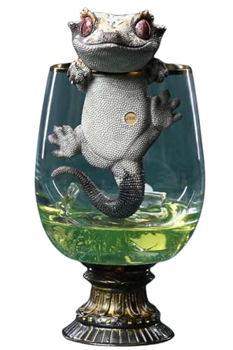 Figura de perro coleccionable JXK: Gecko de pestañas, pintada a mano por expertos, realista, resina segura, miniatura a escala 1:1