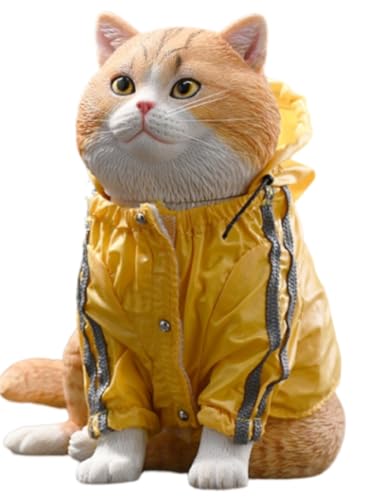 Figura de gato coleccionable JXK: Gato de pelo corto sentado, pintado a mano por expertos, resina realista y segura, miniatura a escala 1:4.