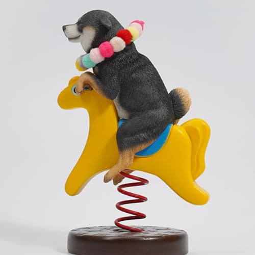 Figura de perro coleccionable JXK: Caballo balancín Shiba Inu 2.0, figura de animal en miniatura a escala 1:6